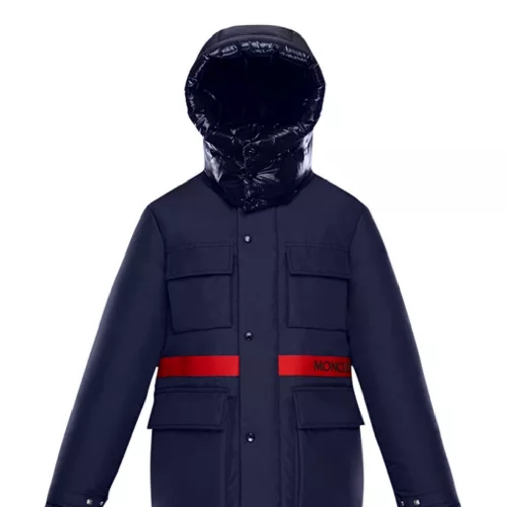 Moncler Size XS/12y Navy Jacket with Red Accent